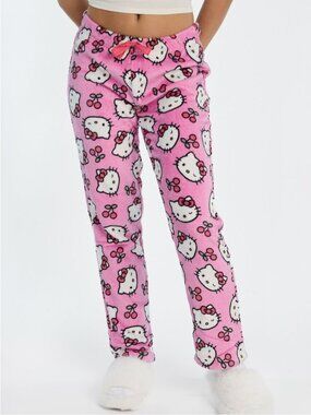 Hello Kitty Cherries Pink Plush Pajama Pants